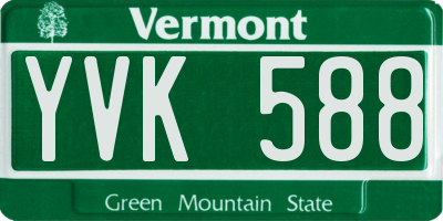 VT license plate YVK588