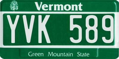 VT license plate YVK589