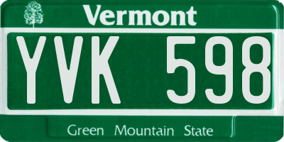 VT license plate YVK598