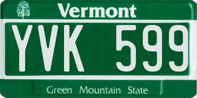 VT license plate YVK599