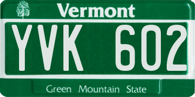 VT license plate YVK602