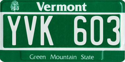 VT license plate YVK603