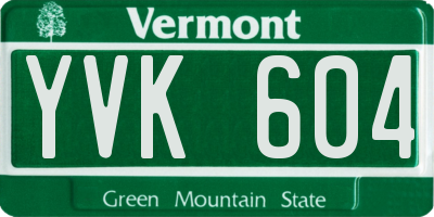 VT license plate YVK604