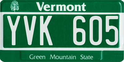 VT license plate YVK605
