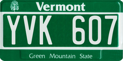 VT license plate YVK607
