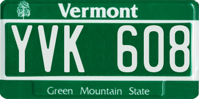 VT license plate YVK608