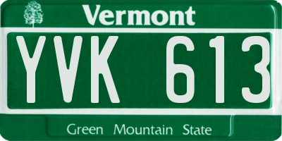 VT license plate YVK613