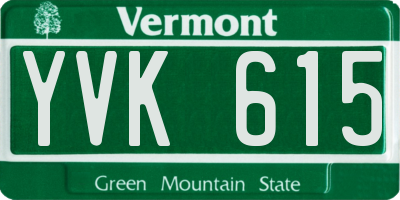 VT license plate YVK615