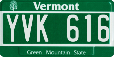 VT license plate YVK616