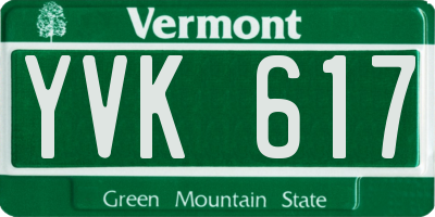 VT license plate YVK617