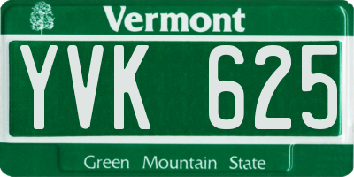 VT license plate YVK625