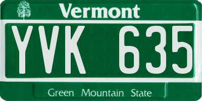 VT license plate YVK635