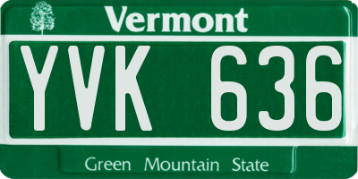 VT license plate YVK636