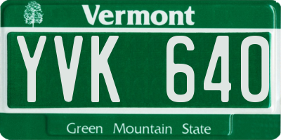 VT license plate YVK640