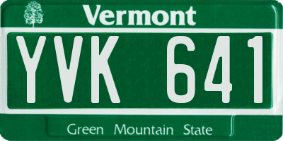 VT license plate YVK641