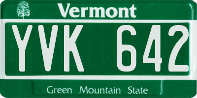 VT license plate YVK642