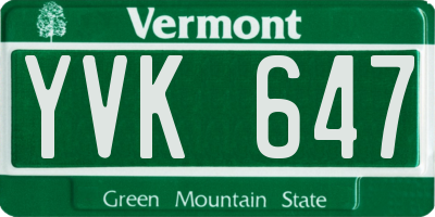 VT license plate YVK647