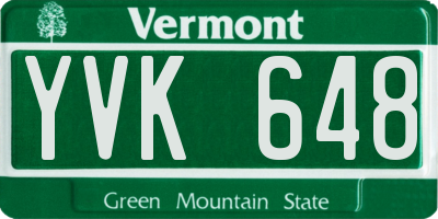 VT license plate YVK648