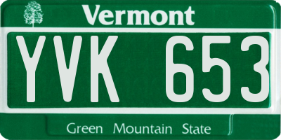 VT license plate YVK653