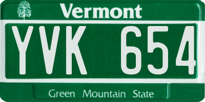 VT license plate YVK654