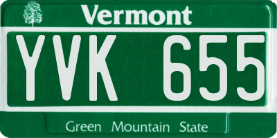 VT license plate YVK655
