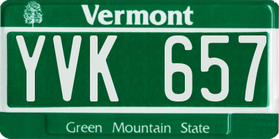 VT license plate YVK657