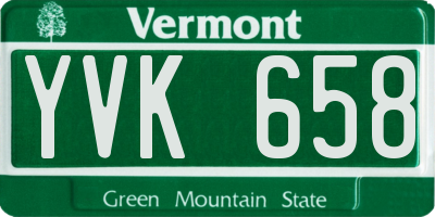 VT license plate YVK658