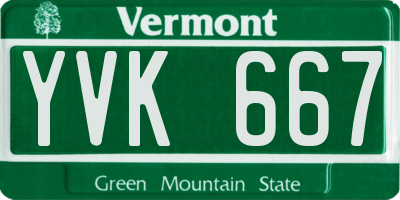 VT license plate YVK667