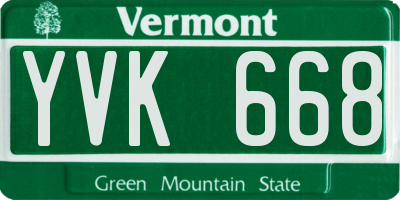 VT license plate YVK668