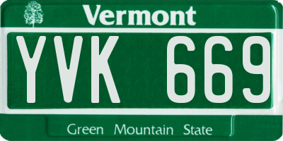 VT license plate YVK669