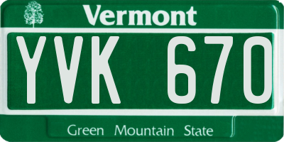 VT license plate YVK670
