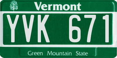 VT license plate YVK671