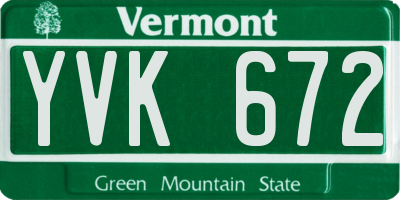 VT license plate YVK672
