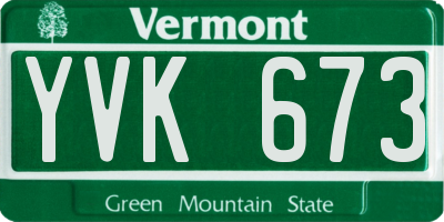 VT license plate YVK673