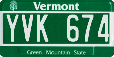 VT license plate YVK674