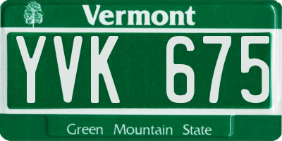 VT license plate YVK675
