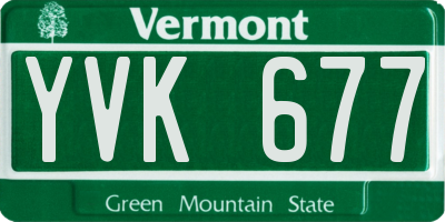 VT license plate YVK677