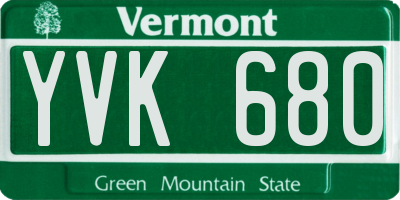 VT license plate YVK680