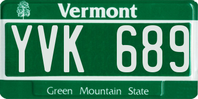 VT license plate YVK689