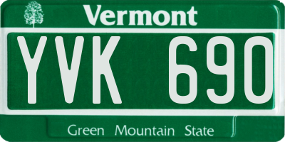 VT license plate YVK690