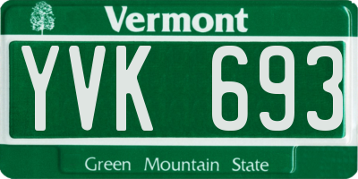 VT license plate YVK693