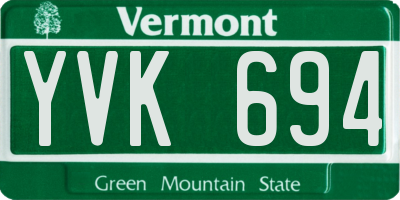 VT license plate YVK694