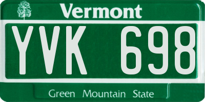 VT license plate YVK698