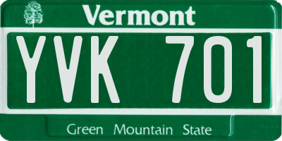 VT license plate YVK701