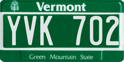 VT license plate YVK702