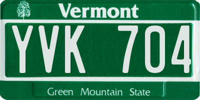 VT license plate YVK704