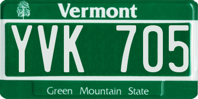 VT license plate YVK705