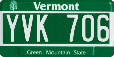 VT license plate YVK706