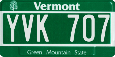 VT license plate YVK707