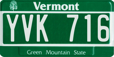 VT license plate YVK716